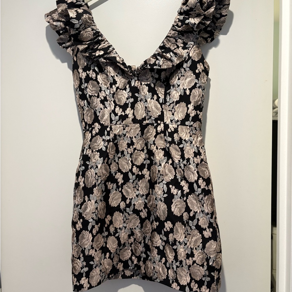 SAYLOR Black and Cream Floral Mini Dress